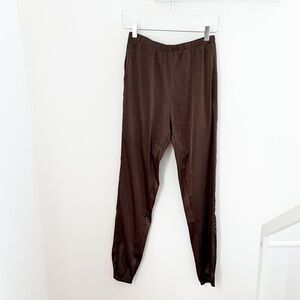 Hey Babe Brown Chocolate Mocha Coffee Satin Silk Casual Dress pants size small